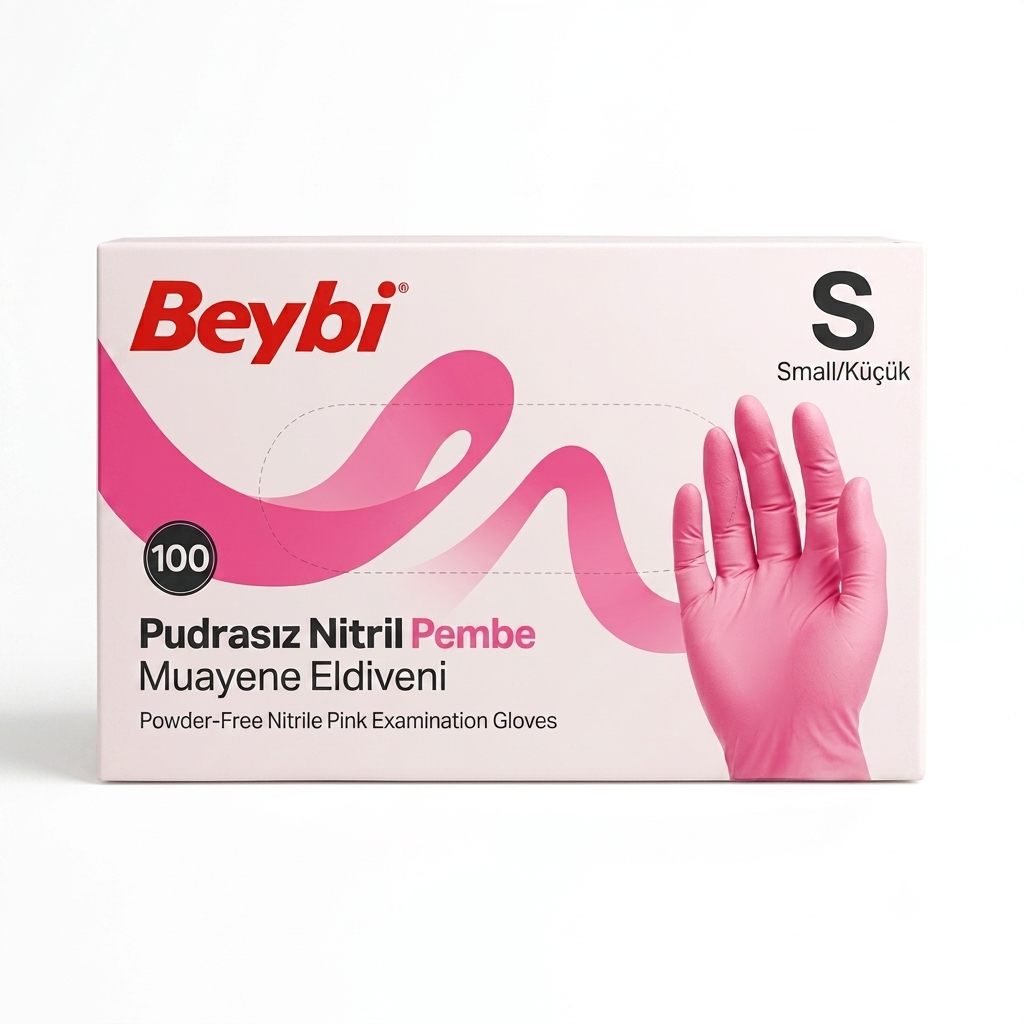 PEMBE Nitril Eldiven Beybi  - S